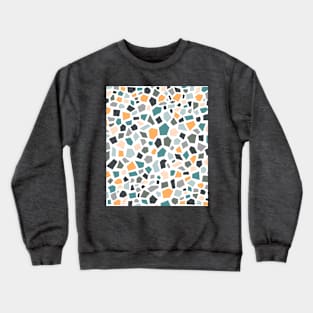 Terrazzo Tile Pattern, Grey, Green and Orange Crewneck Sweatshirt